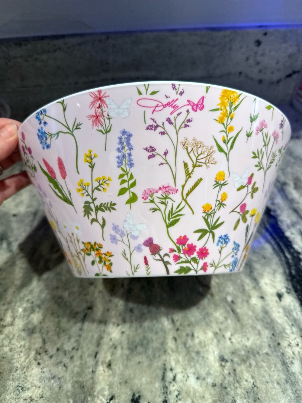 Dolly Parton 10 in serving bowl - Wildflower Print - Pink